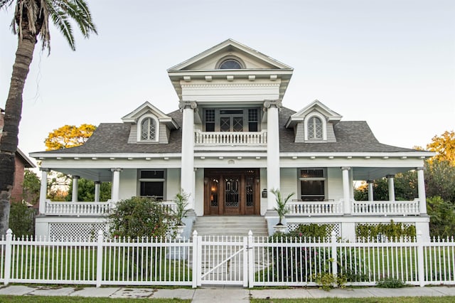 greek revival inspired property with a porch