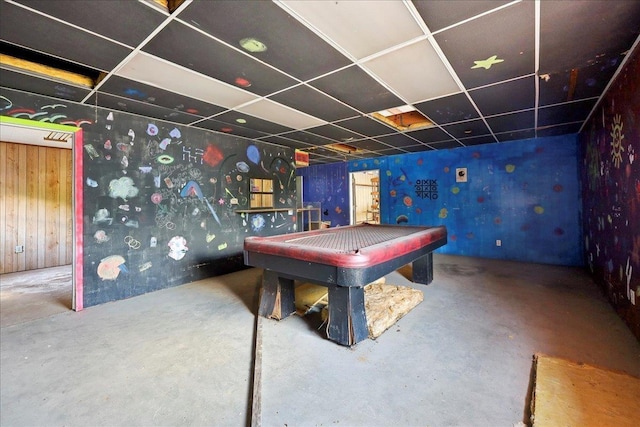 2432 Wespine Dr, Beaumont, TX 77707 - game room with concrete floors, a drop ceiling, and billiards table
