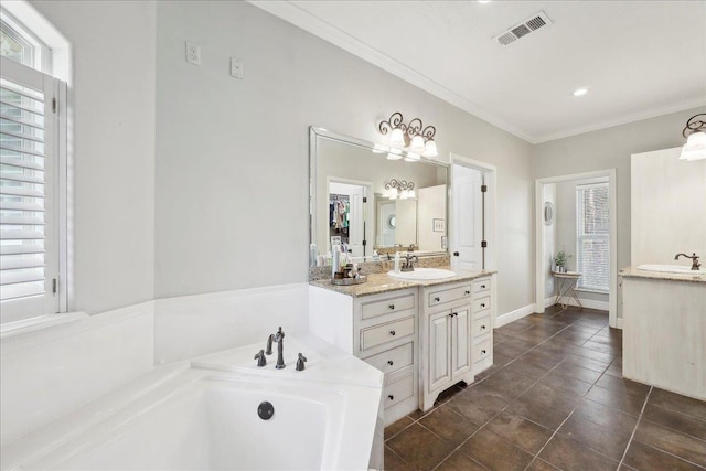 8185 Dawn Dr, Beaumont, TX 77705 - full bath with vanity, a bath, and crown molding