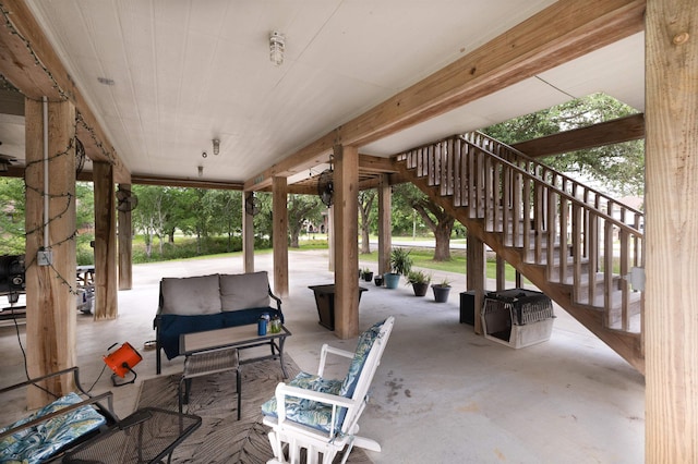 2315 Granger Dr, Bridge City, TX 77611 - view of patio featuring an outdoor living space and stairway