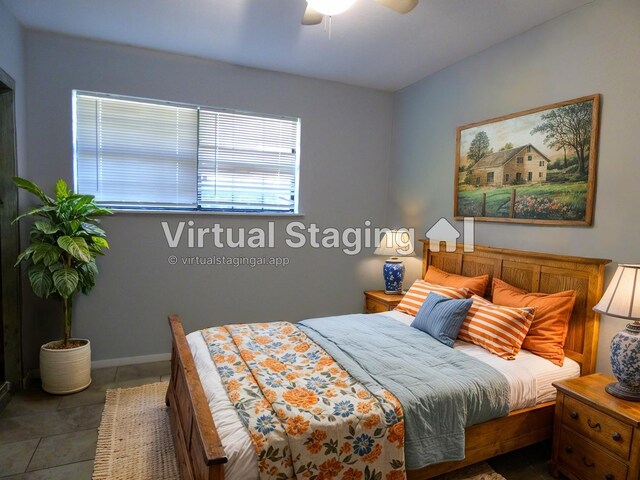 unfurnished room featuring light tile patterned floors and ceiling fan