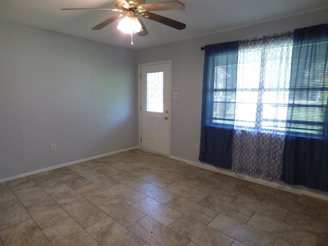 entryway with ceiling fan