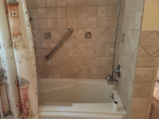 bathroom with shower / bath combination with curtain