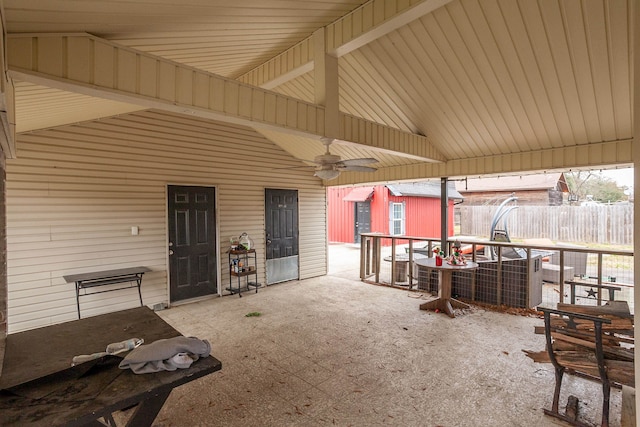 view of patio / terrace featuring ceiling fan