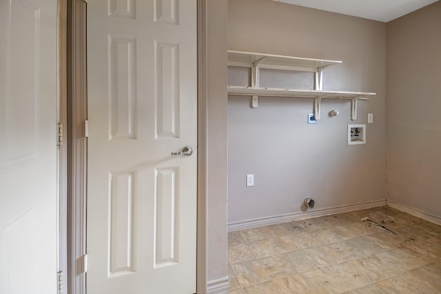 laundry area with electric dryer hookup, gas dryer hookup, and hookup for a washing machine