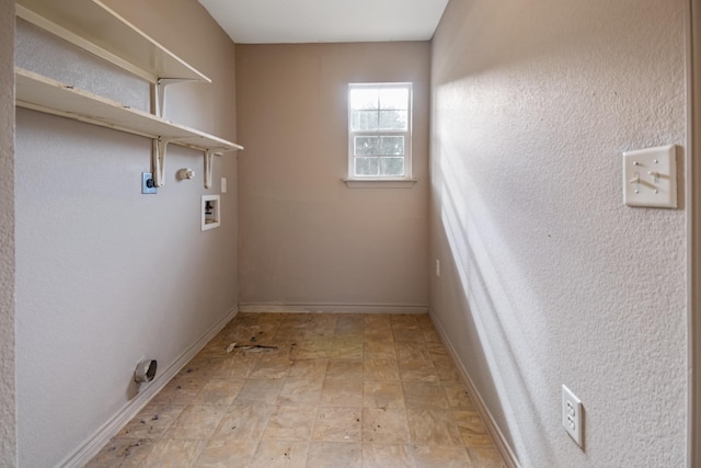 laundry area with electric dryer hookup and hookup for a washing machine