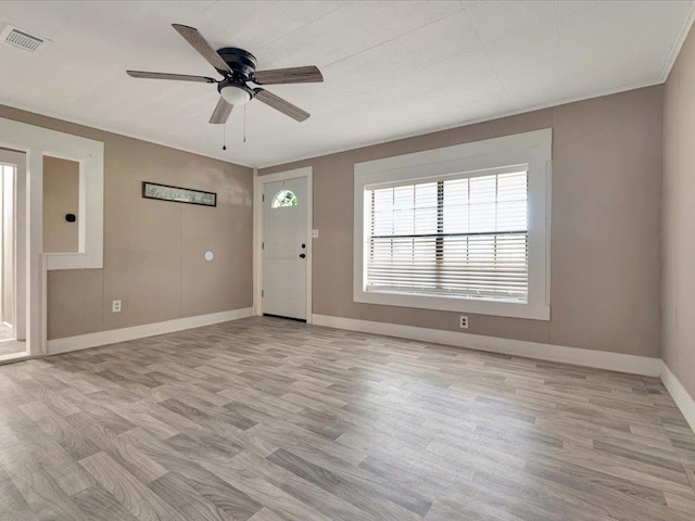 interior space featuring light hardwood / wood-style floors and ceiling fan