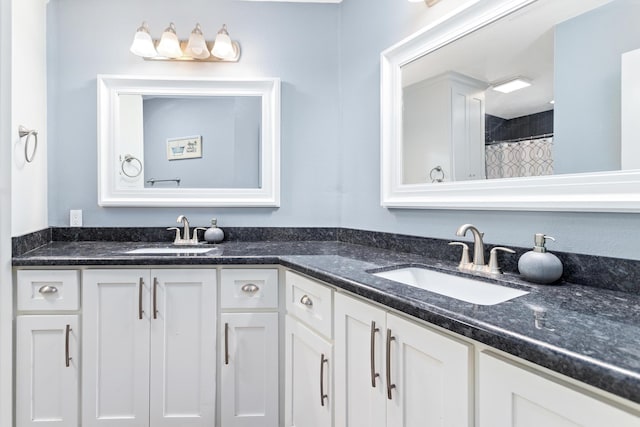 12945 Westchester Ln, Beaumont, TX 77713 - full bath featuring double vanity and curtained shower