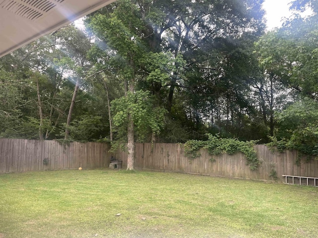 view of yard with a fenced backyard