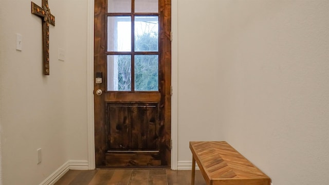 doorway to outside featuring hardwood / wood-style flooring