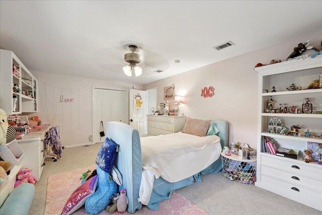 1550 Belvedere Dr, Beaumont, TX 77706 - carpeted bedroom with a closet and a ceiling fan
