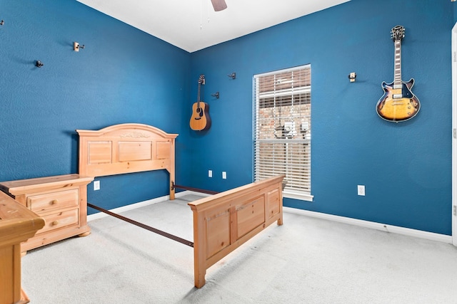 bedroom with carpet flooring and ceiling fan