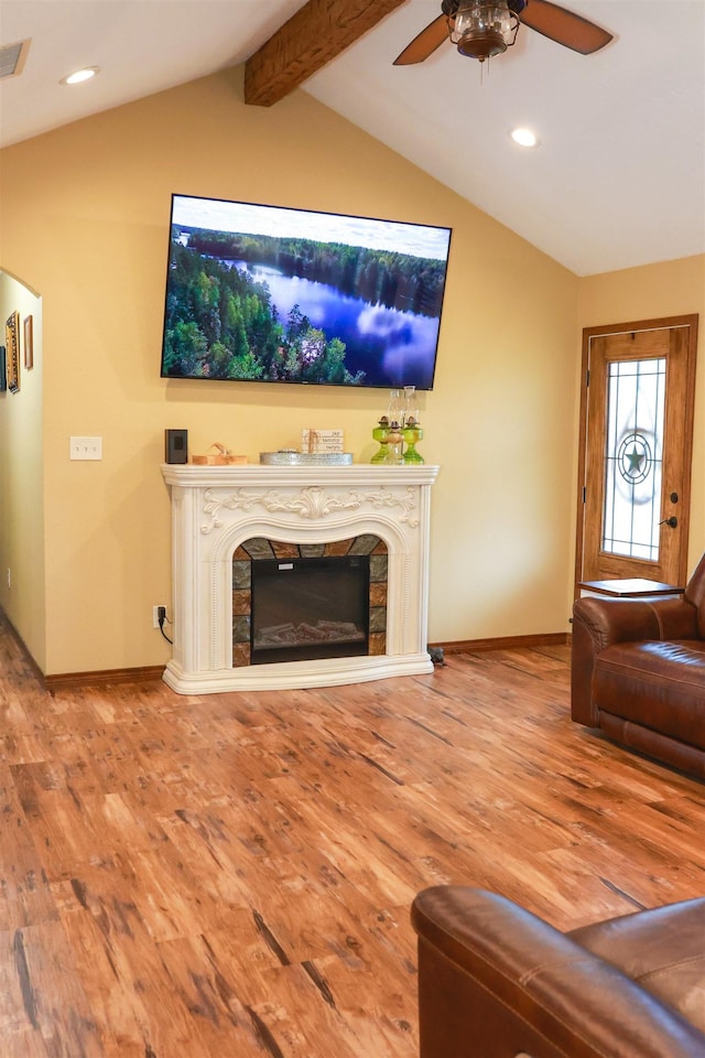 9861 Fm 1442, Orange, TX 77630 - living room with a ceiling fan, baseboards, wood finished floors, and recessed lighting