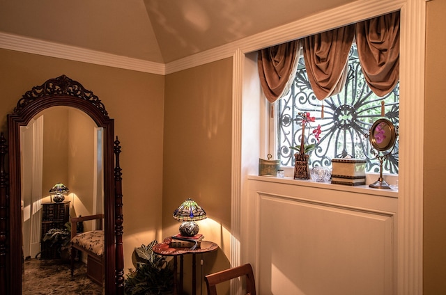 interior space with crown molding