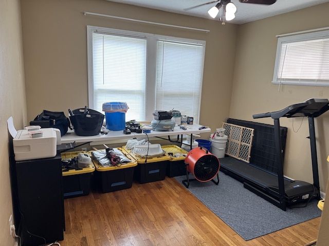 3720 Austin St, Beaumont, TX 77706 - office space featuring wood finished floors and a ceiling fan
