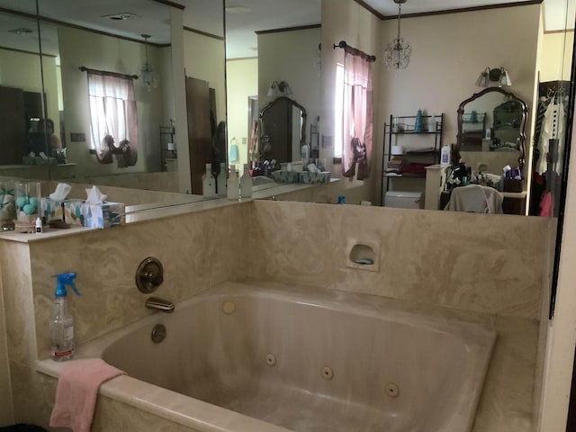 bathroom with tiled bath and toilet