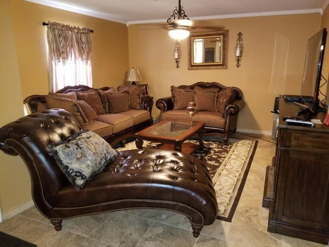 3215 Lancelot St, Orange, TX 77630 - living area featuring ornamental molding and baseboards