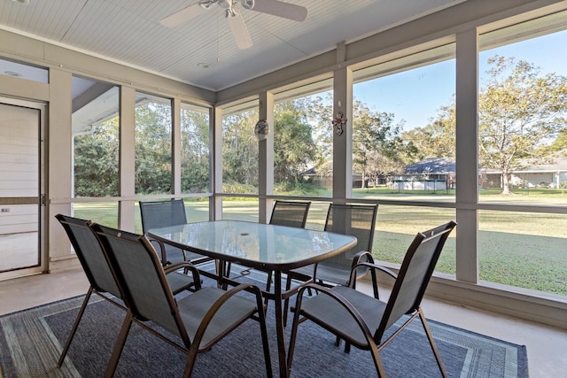 sunroom / solarium featuring ceiling fan and a healthy amount of sunlight