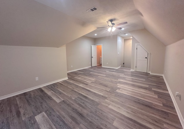 308 Long Leaf St, Silsbee, TX 77656 - bonus room with a ceiling fan, lofted ceiling, baseboards, and wood finished floors