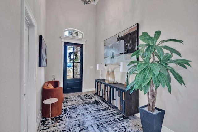3435 Grey Hawk, Beaumont, TX 77707 - entrance foyer with baseboards, wood finished floors, and a high ceiling
