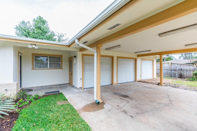 property entrance with a garage