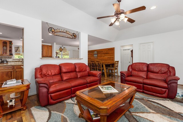 2360 County Road 2071, Hull, TX 77564 - living area featuring a ceiling fan, recessed lighting, and wood finished floors