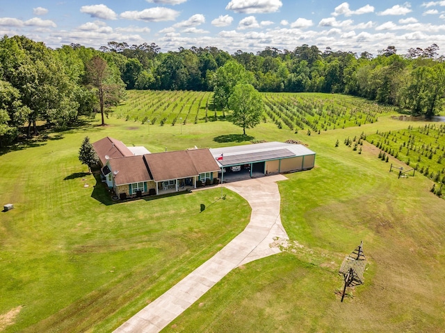 aerial view featuring a rural view