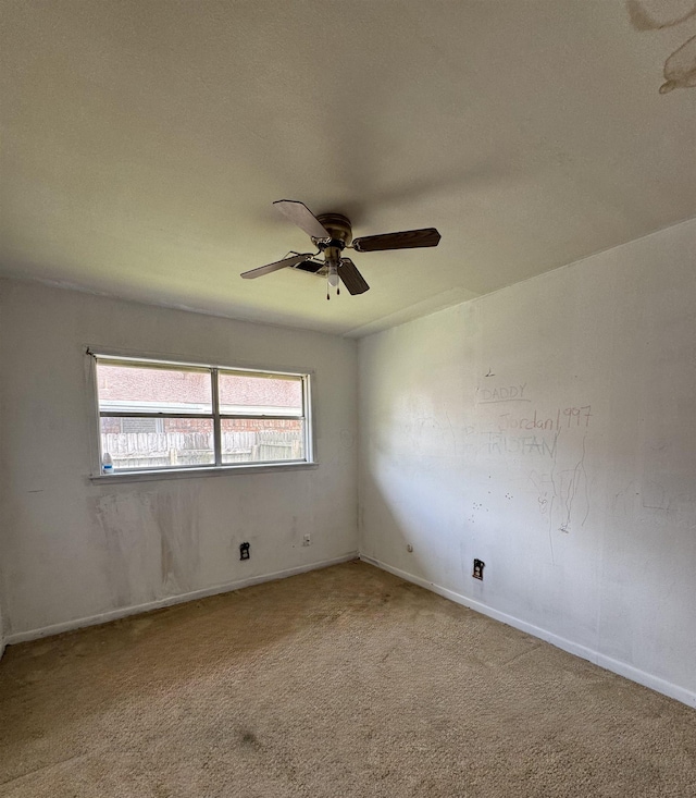 6219 16th St, Port Arthur, TX 77642 - spare room featuring baseboards, carpet flooring, and a ceiling fan