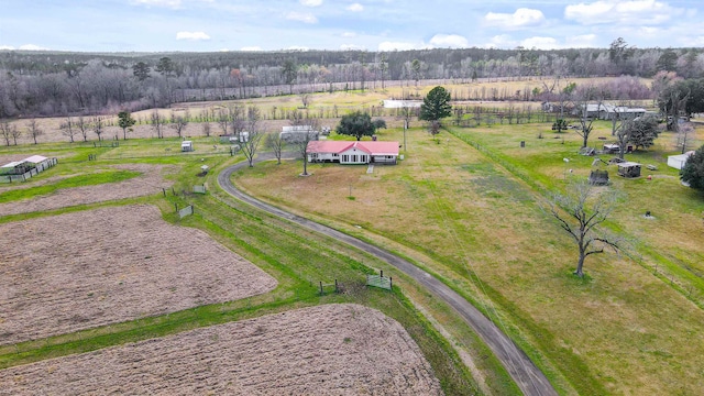 bird's eye view with a rural view