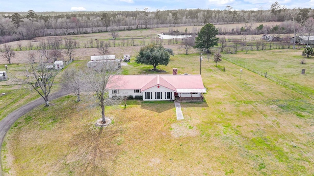 drone / aerial view featuring a rural view