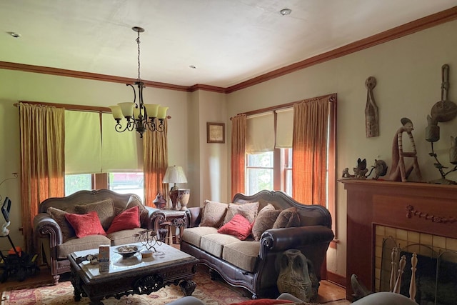 1010 Amarillo St, Beaumont, TX 77701 - living room with a chandelier and ornamental molding