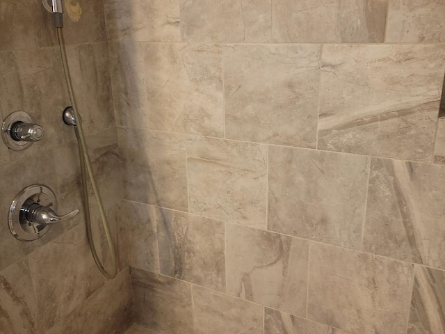 room details featuring a tile shower