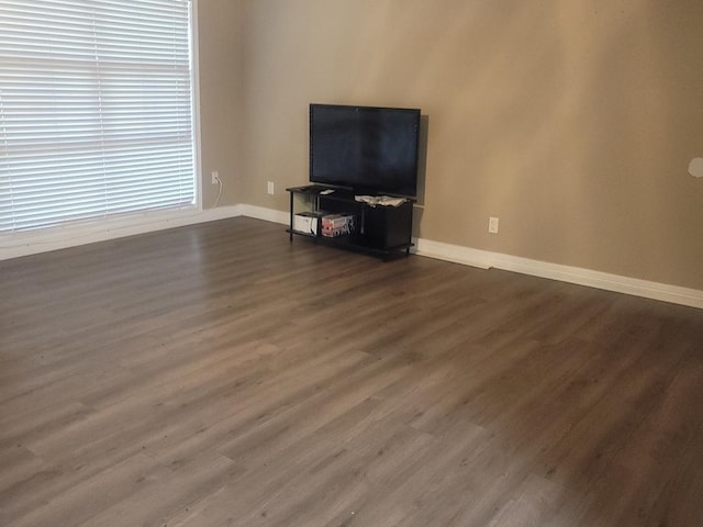 unfurnished living room with dark hardwood / wood-style flooring