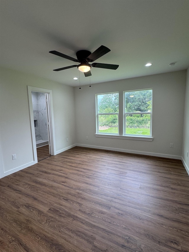 3128 58th St, Port Arthur, TX 77640 - spare room with dark wood-style floors, recessed lighting, and a ceiling fan