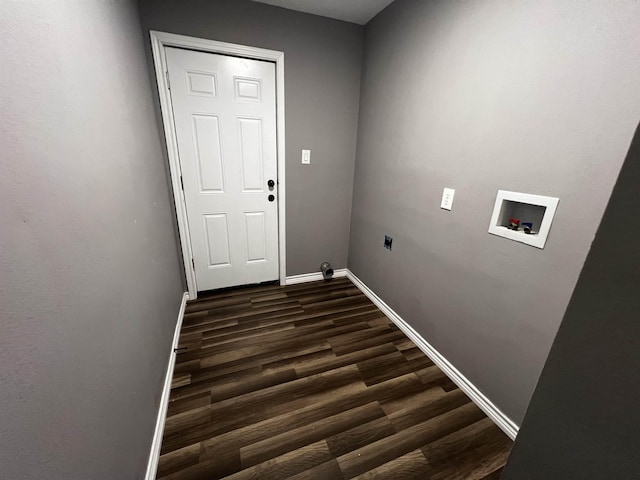 laundry area featuring washer hookup, dark hardwood / wood-style flooring, and electric dryer hookup