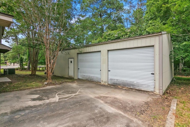 garage featuring central AC unit