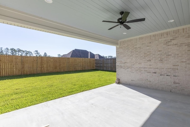 view of patio / terrace with ceiling fan