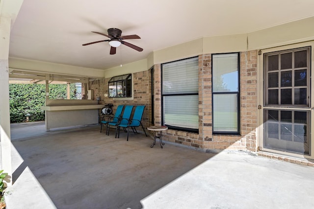 view of patio / terrace with a ceiling fan