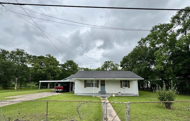 3704 Nightingale St, Orange, TX 77630 - view of front of house with covered porch, driveway, a gate, and an attached carport
