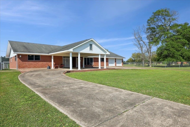 view of front of property with brick siding, a porch, and concrete driveway