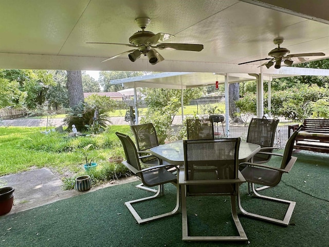 view of patio with ceiling fan