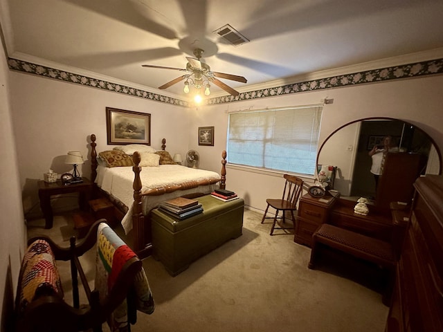 bedroom featuring carpet and ceiling fan