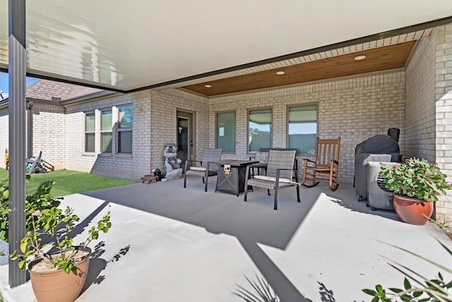 view of patio / terrace featuring a grill