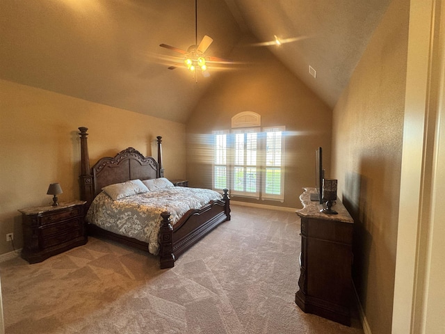 156 Remington Cir, Lumberton, TX 77657 - bedroom featuring vaulted ceiling, light colored carpet, and a ceiling fan