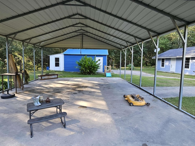 view of car parking featuring a carport and a yard