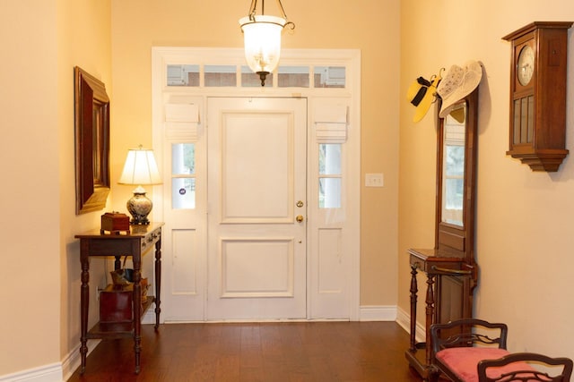 foyer entrance with dark wood-type flooring