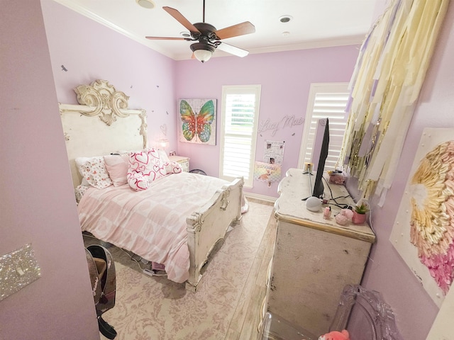 5065 Turner Rd, Orange, TX 77630 - bedroom with ornamental molding and ceiling fan