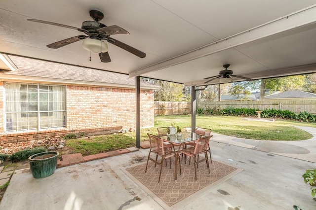 view of patio / terrace featuring ceiling fan