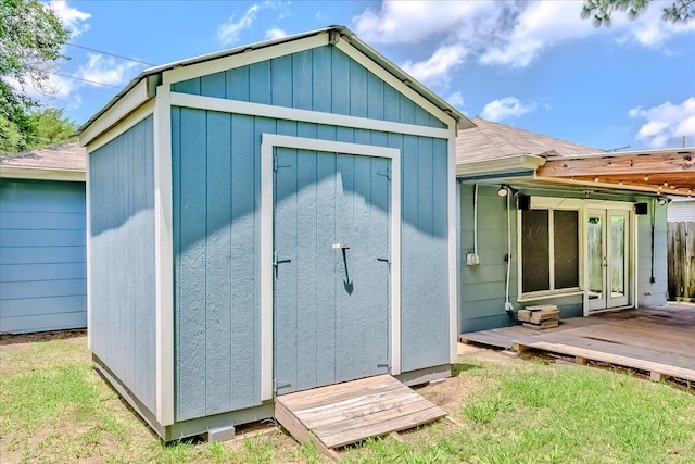2125 10th St, Port Neches, TX 77651 - view of shed featuring french doors