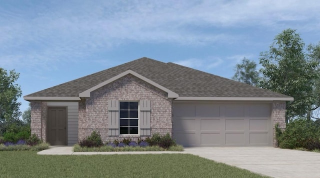 1690 Haidlyns Way, Sour Lake, TX 77659 - ranch-style home with concrete driveway, a garage, brick siding, and a shingled roof